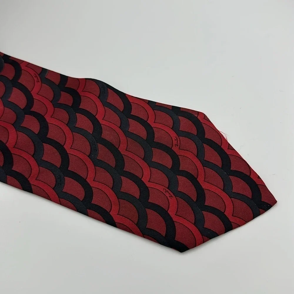 Emilio Pucci Vintage Tie Red Black 56” Long